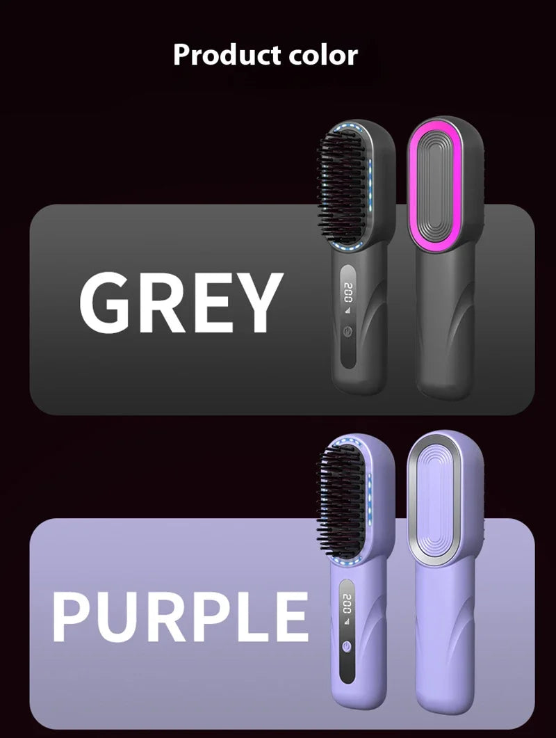 Wireless Hair Straightener Comb with Negative Ion Technology - Rechargeable