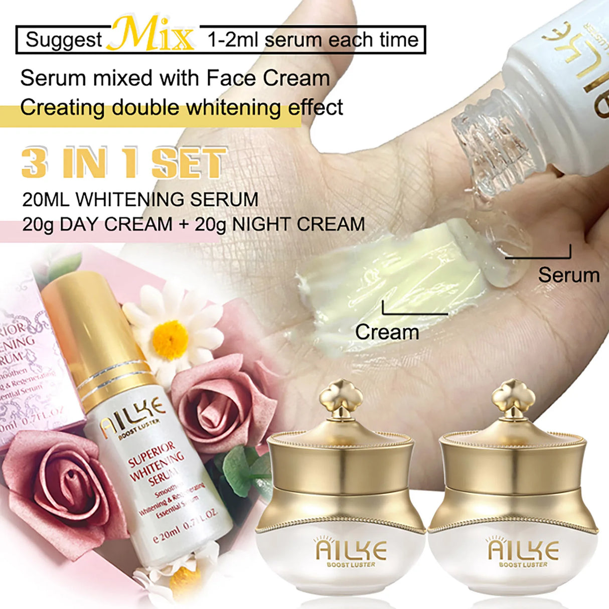 Whitening Anti-Wrinkle Face Cream with Collagen and Hyaluronic Acid, 50ml