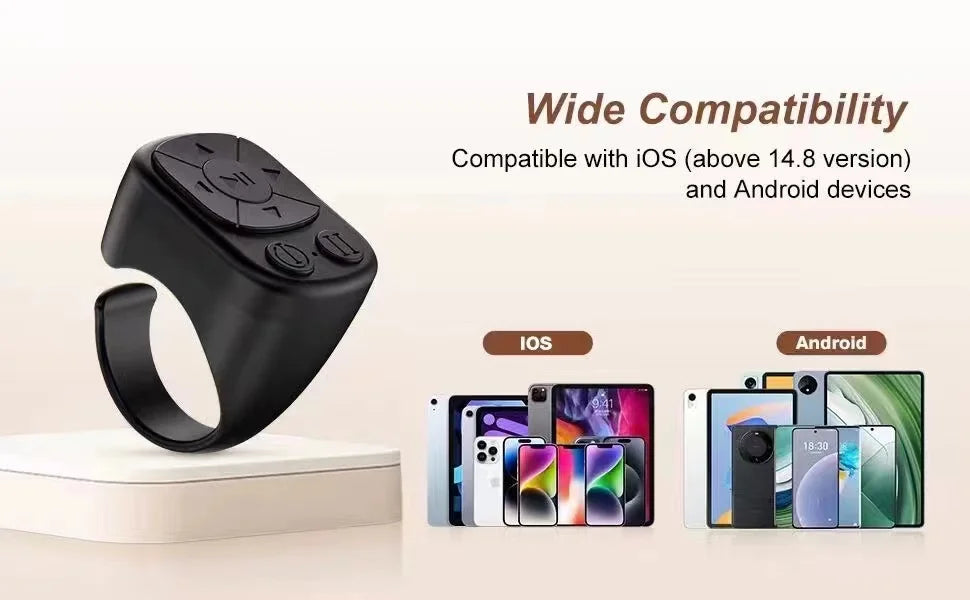 Tiktok Scrolling Ring Remote Control for iPhone iPad Android Bluetooth