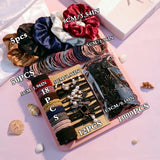 1085PCS Dark Hair Accessories Set - Seamless Ponytail Holders & Scrunchies