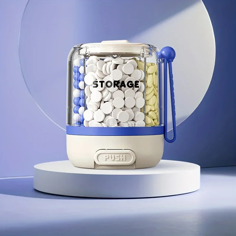 Portable Pill Divider Bottle, 4-Compartment Vitamin Storage Box