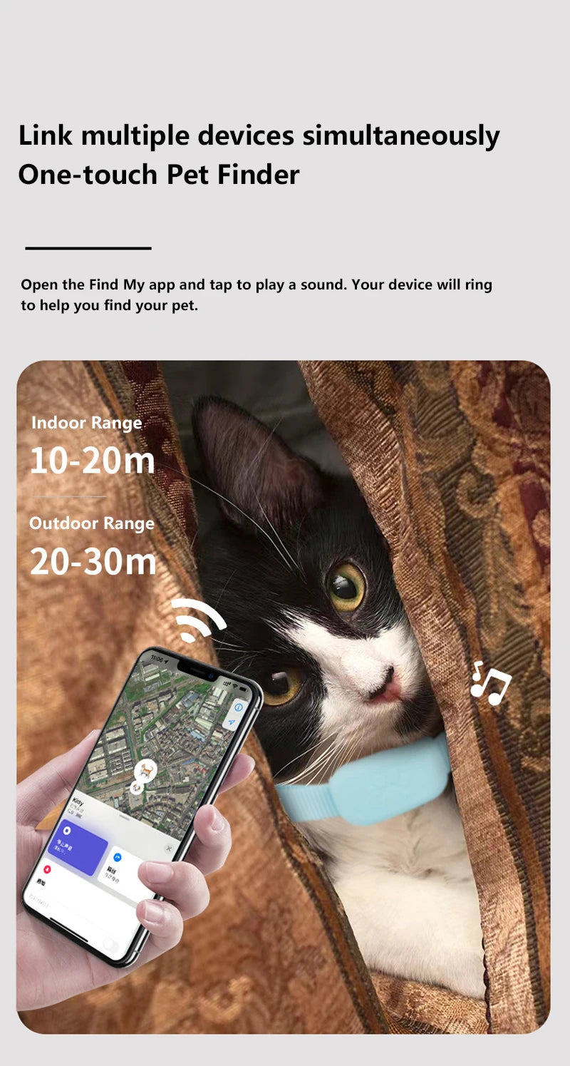 Pet GPS Tracker Collar for Cats & Dogs - Waterproof Real-Time Locator