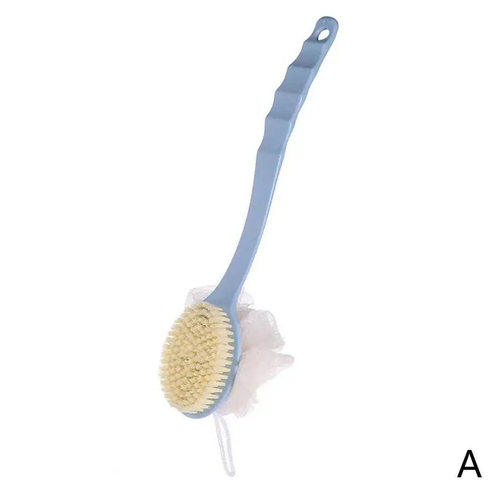 Two-Sided Silicone Shower Body Brush with Long Handle for Exfoliating