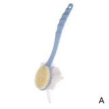 Two-Sided Silicone Shower Body Brush with Long Handle for Exfoliating
