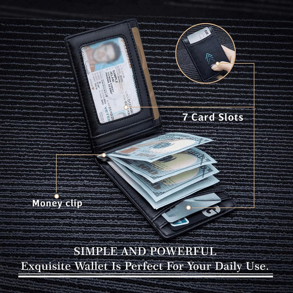 Slim Wallet for Men - RFID Blocking Leather Bifold Front Pocket Wallet