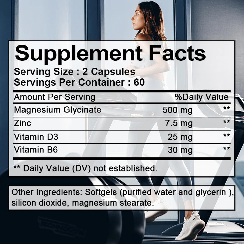 Magnesium Glycinate Capsules with Zinc - 60 Count