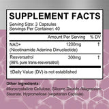 NAD+ Resveratrol Supplements - 120 Capsules for Energy & Immune Support