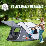 4 Person Pop Up Tent for Camping and Hiking, Waterproof Polyester, Gray/Black