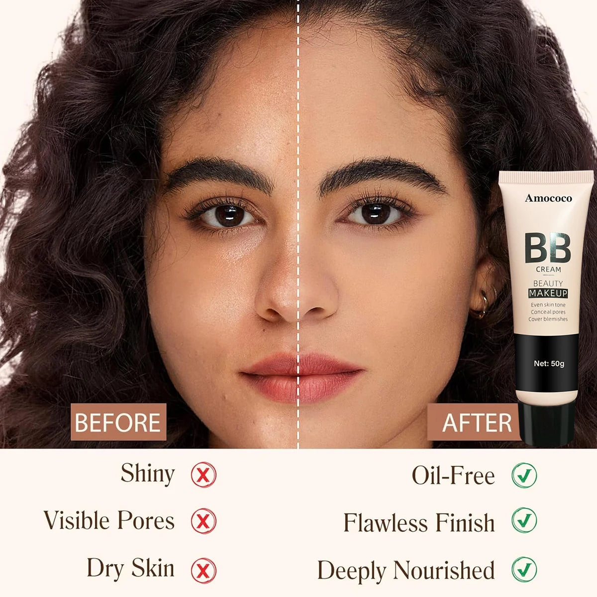 BB Cream Makeup Base Cream, 50g Each, Multi Shade Options, 2pcs Set