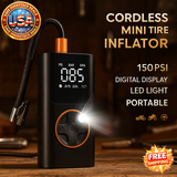 Cordless Mini Tire Inflator 150 PSI Portable Air Compressor for Car Bike