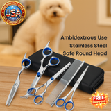 Pet Safe Scissors Set - 4pcs Stainless Steel Dog Grooming Shears