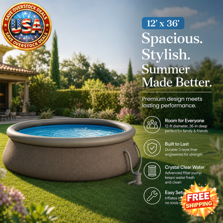 12' x 36" Quickset Round Above Ground Pool with Pump and Filter