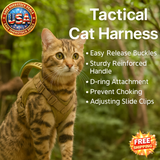 Tactical Cat Harness Adjustable Escape Proof Soft Mesh Vest for Walking