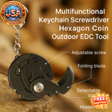 Multifunctional Keychain Screwdriver Hexagon Folding Coin Knife EDC Tool