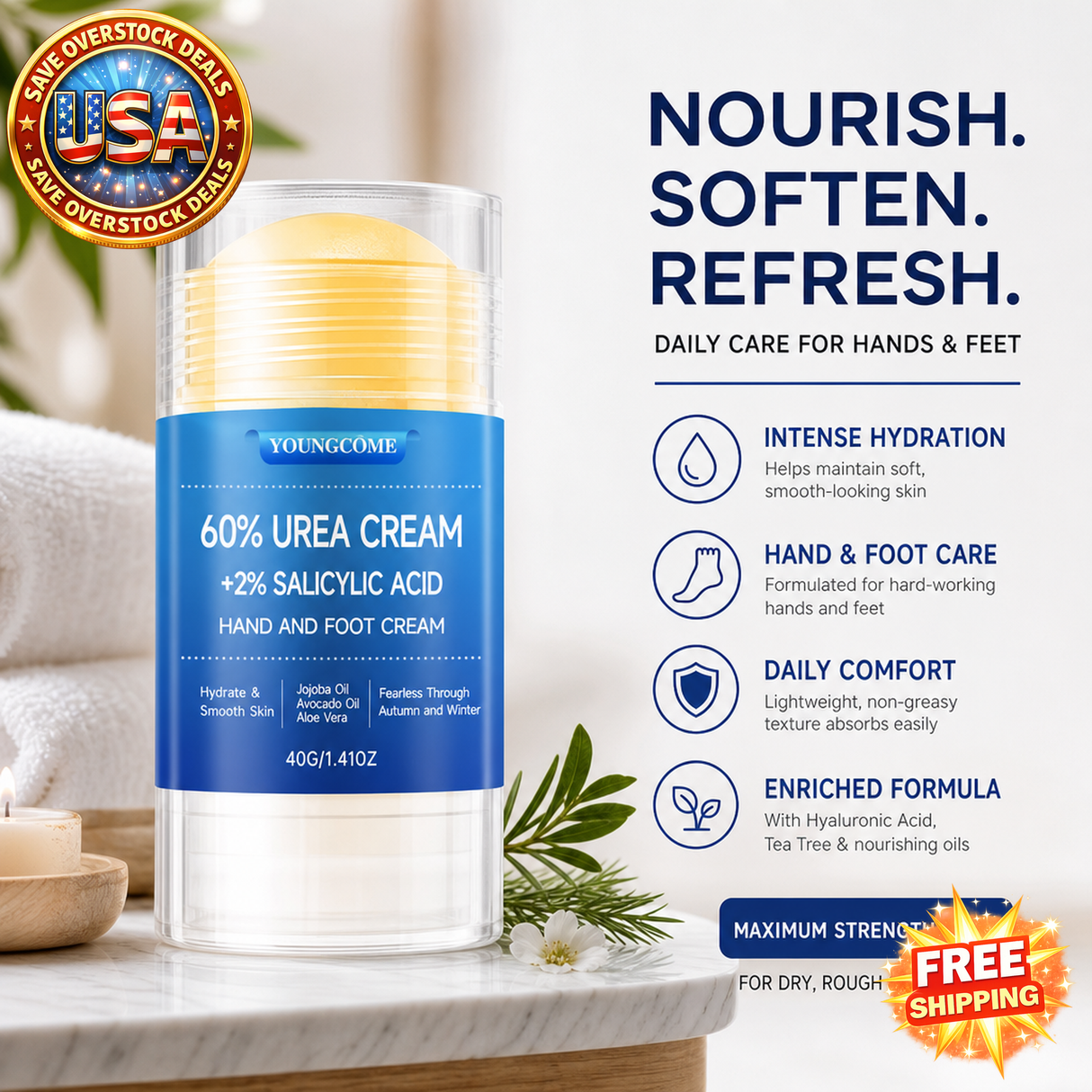 Maximum Strength Urea Cream for Feet and Hands with Salicylic Acid