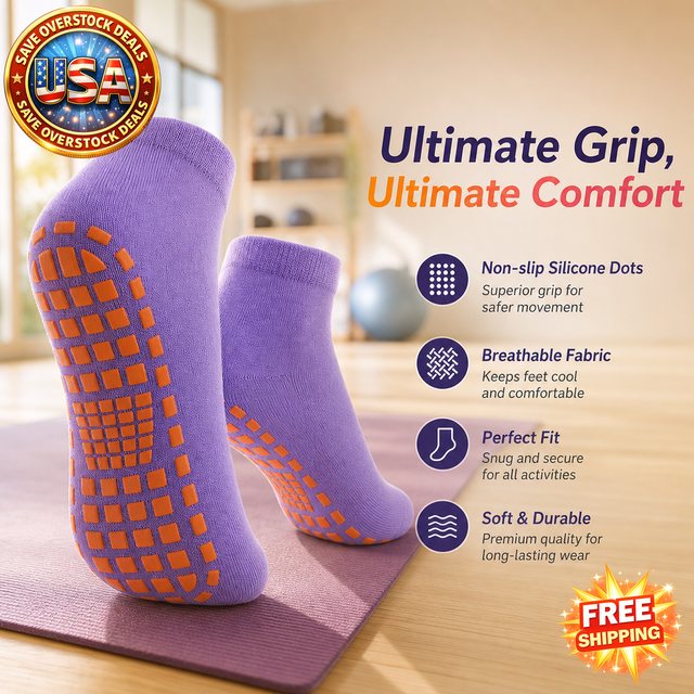 Unisex Silicone Non Slip Grip Trampoline Pilates Socks for Sports