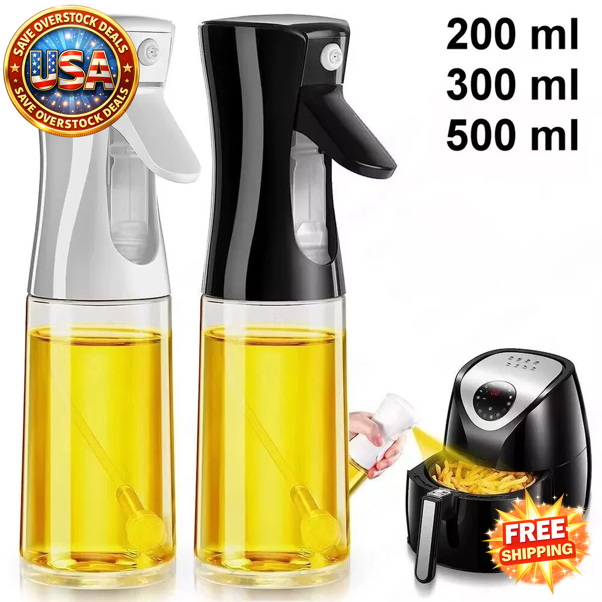 Olive Oil Spray Bottle Dispenser - Reusable Food Grade Kitchen Accessory