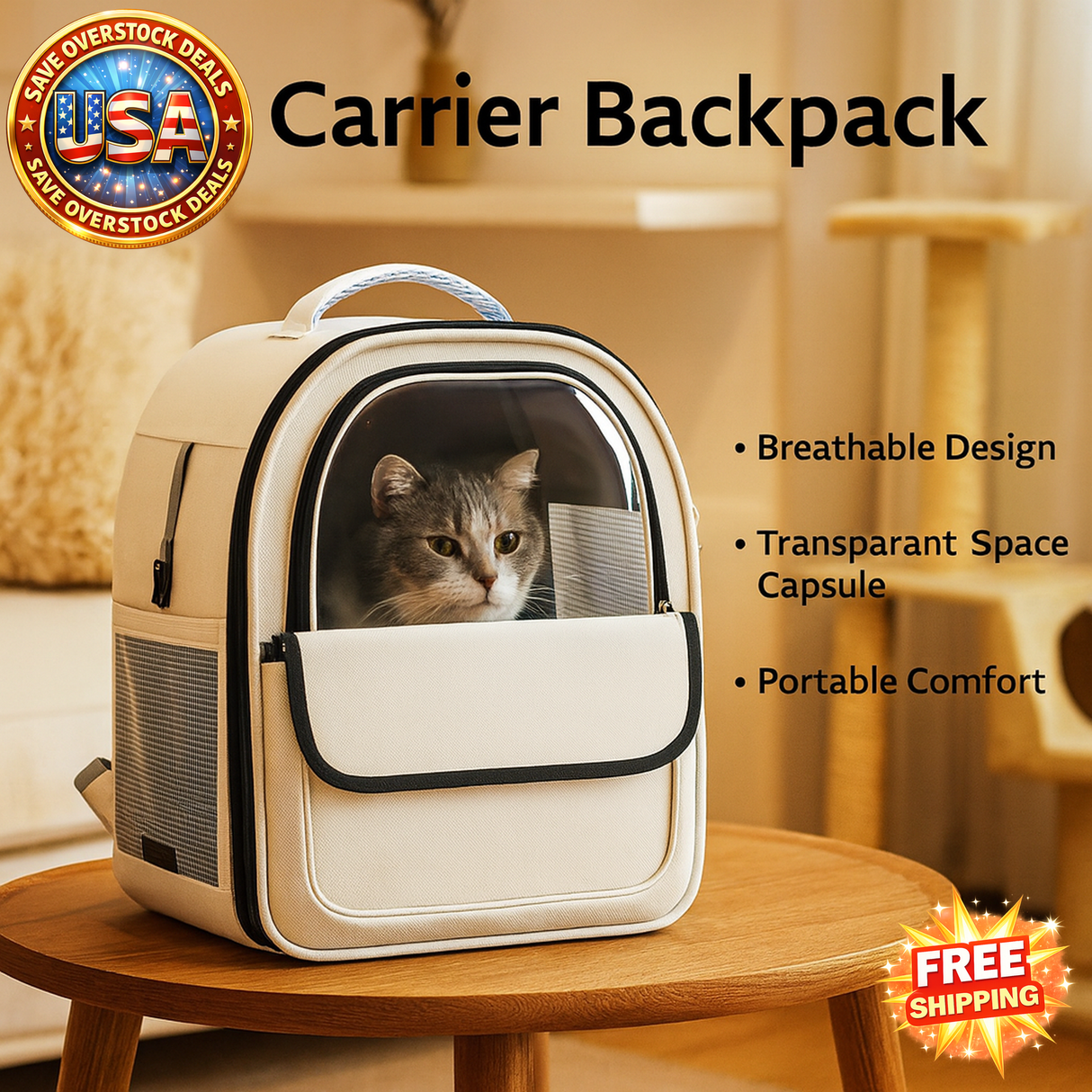 Transparent Cat Dog Carrier Backpack, Portable Space Capsule for Pets