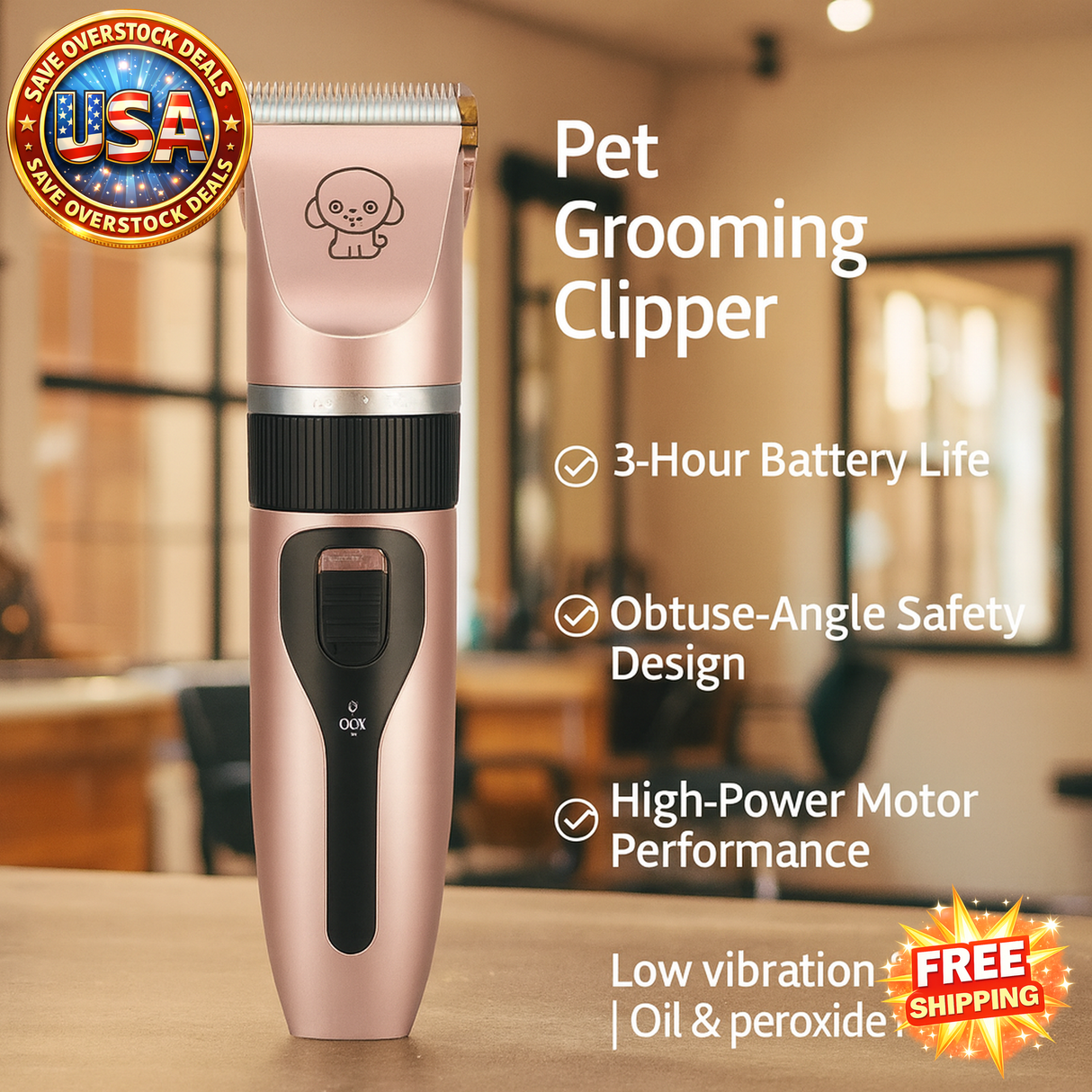 Veterinary Grooming Clipper Kit - Heavy-Duty Pet Hair Trimmer for Clinics