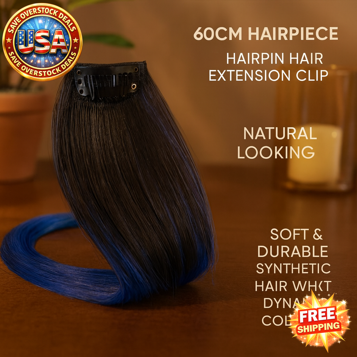 60cm Clip In Hair Extensions Synthetic Long Straight Hairpiece Accessories