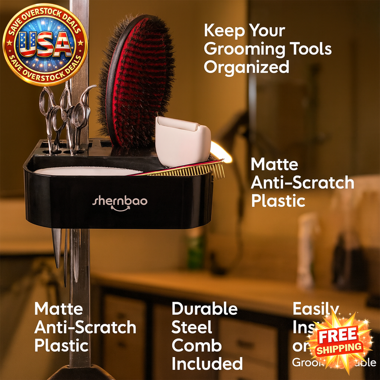 Pet Grooming Tools Set for Dogs & Cats - Scissors, Comb, Storage Box
