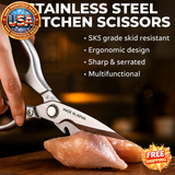 Multifunctional Stainless Steel Kitchen Scissors for Meat & Fish Cutting