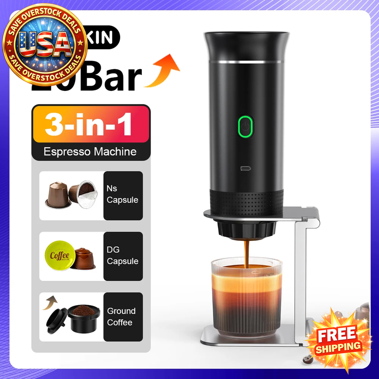 Portable Wireless Espresso Coffee Maker for Car & Home