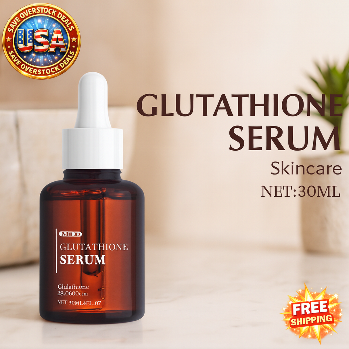 Glutathione Serum 30ml for Dark Spots, Fine Lines & Skin Rejuvenation