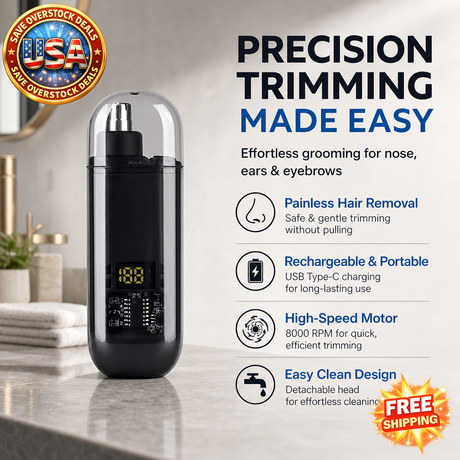 Electric Nose Hair Trimmer for Men - Portable & Rechargeable