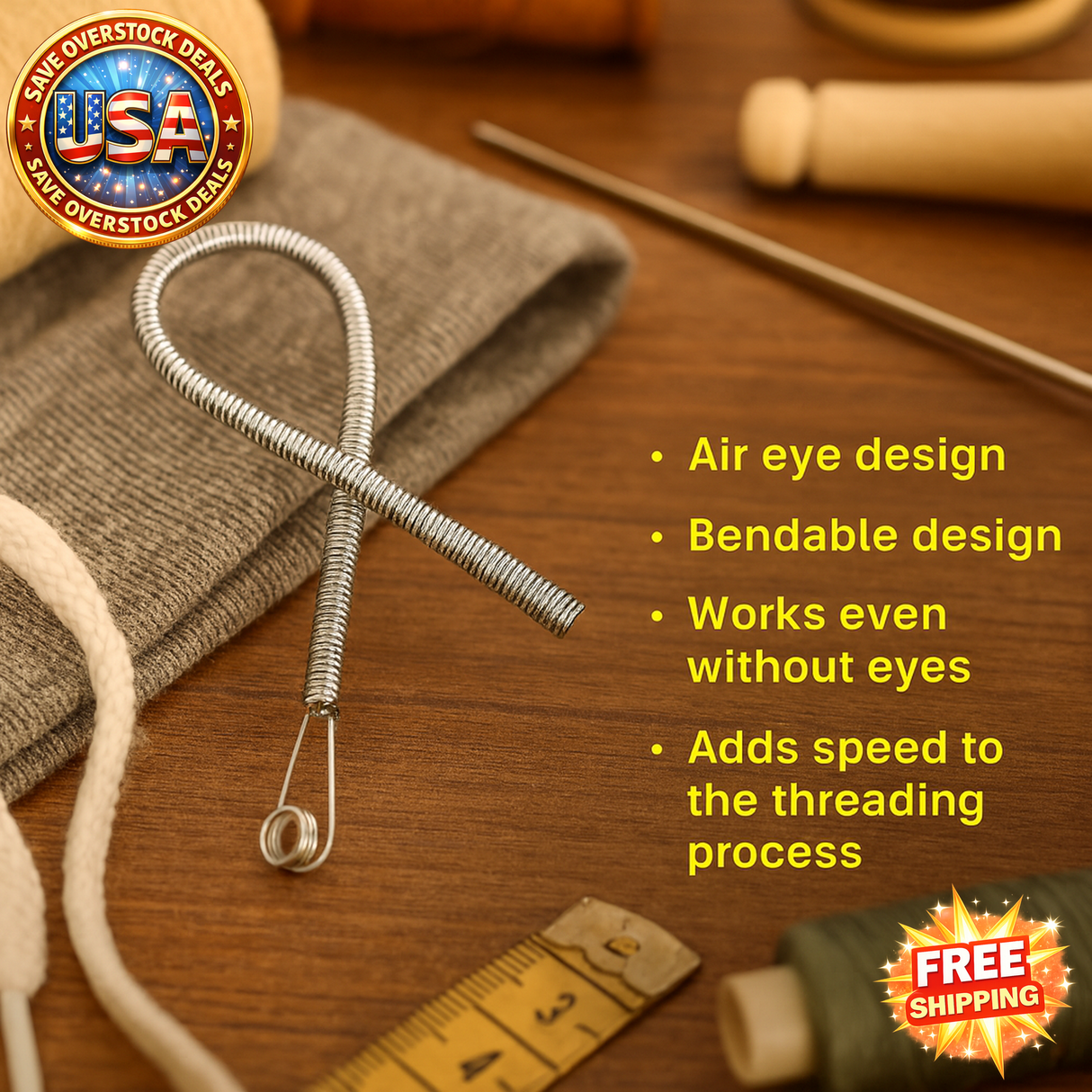 Bendable Spring Drawstring Threader Clip for DIY Sewing Accessories