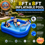 8ft x 8ft Inflatable Pool with Seats and Electric Pump