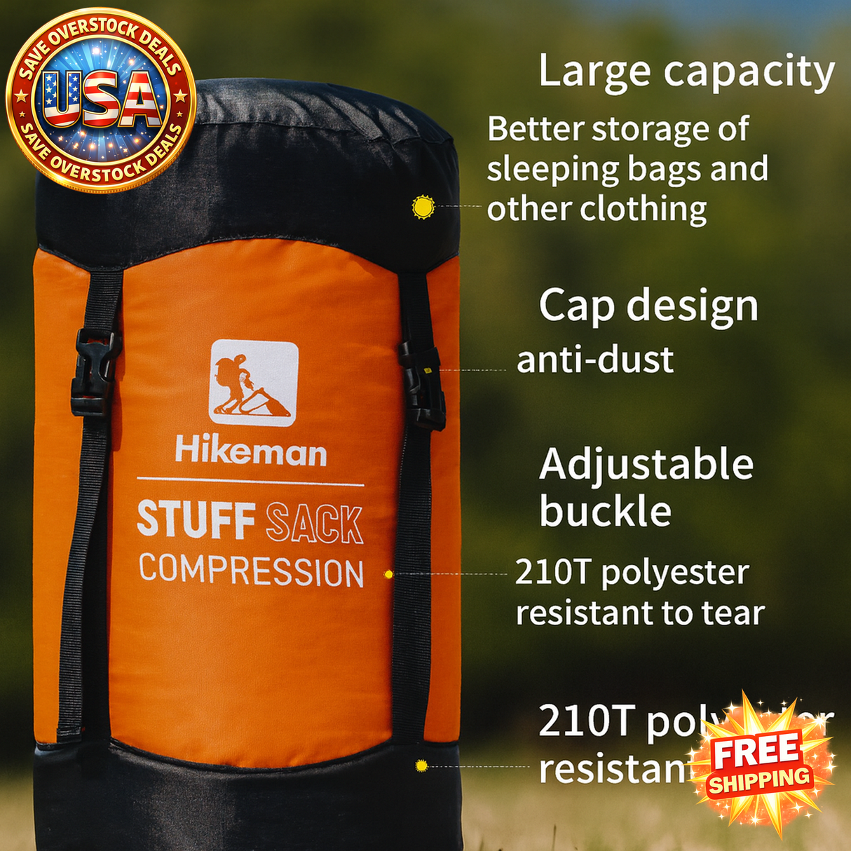 Outdoor Sleeping Bag Compression Sack - Large Capacity Portable Storage
