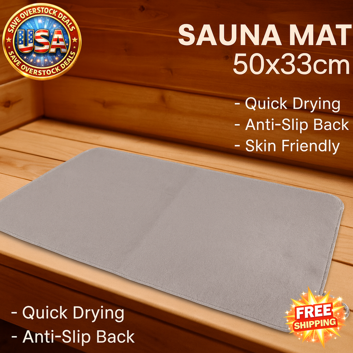 Sauna Mat Set 50x33cm 2pcs Water Absorbent Heat Insulation Cushion