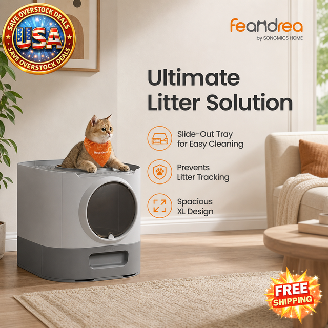 Enclosed Cat Litter Box with Slide-Out Tray