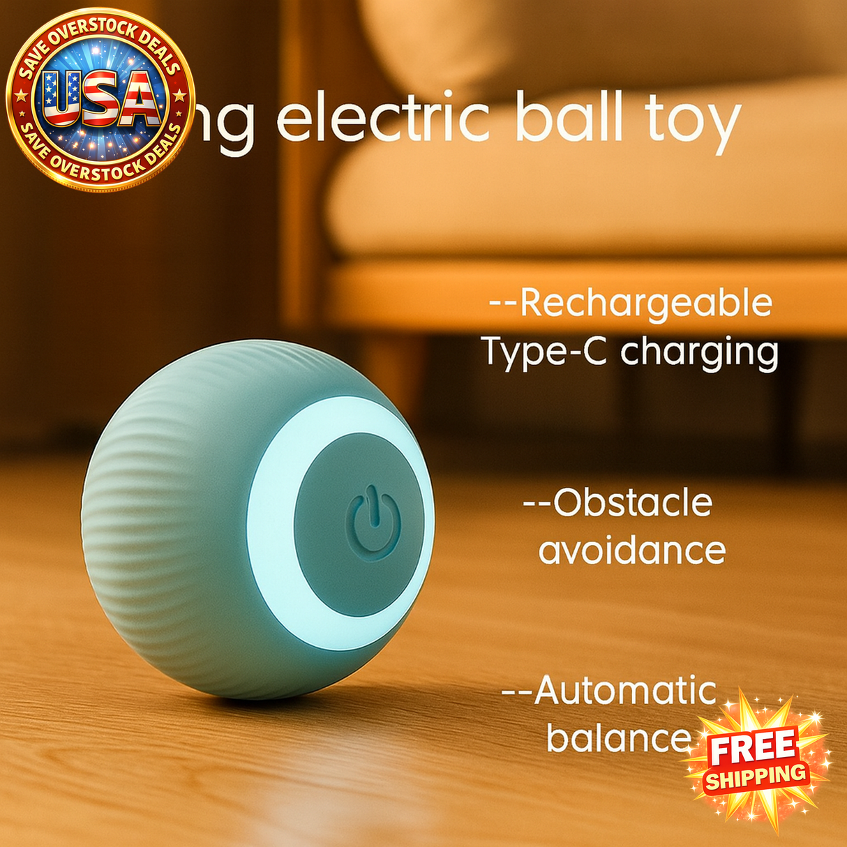 Interactive Rolling Electric Ball Toy for Cats - Rechargeable Pet Accessory