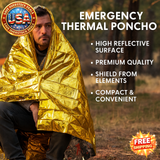 Emergency Thermal Poncho Blanket Lightweight Water Resistant Camping Mat