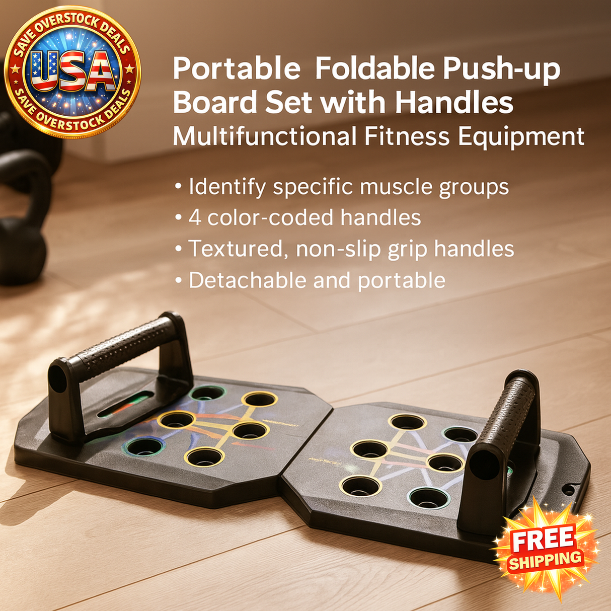 Portable Foldable Push-up Board Set with Handles for Fitness Training