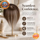 Human Hair Toppers 5x9cm Base Net 20cm Straight Hairpiece