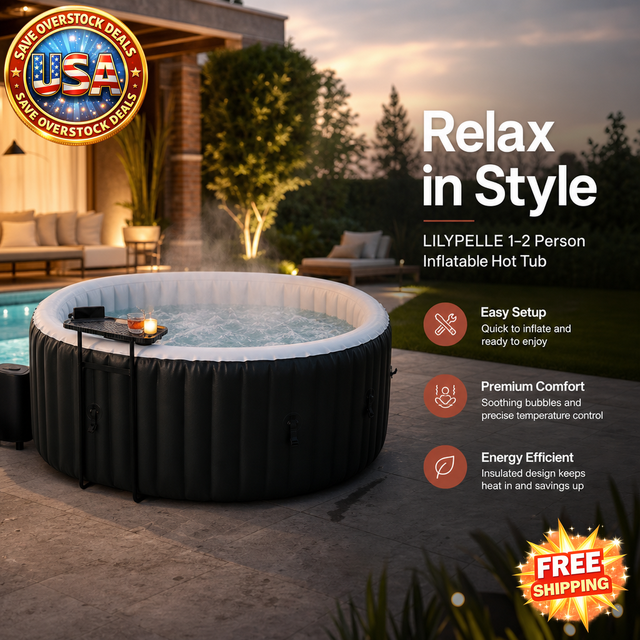 LILYPELLE Inflatable Hot Tub for 1-2 Persons, 75 Gallons