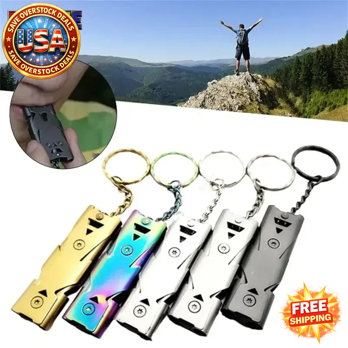 Survival Whistle High Decibel Emergency Keychain Pendant Outdoor Tool