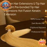 Human Hair Extensions U Tip Pre-bonded Keratin Dark Blonde 24" 12 Strands