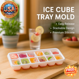 Silicone Ice Cube Tray Mold with Lid - 14 Cube Easy Release