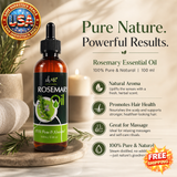 Rosemary Essential Oil 100 ml with Glass Dropper for Aromatherapy