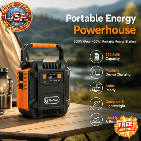 200W Portable Power Station with AC Outlet and USB Ports