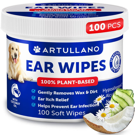 Dog Ear Wipes for Dogs and Puppies, 100% Plant-Based, Unscented