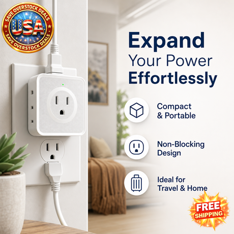 5 Way Multi Plug Outlet Extender for Home and Travel