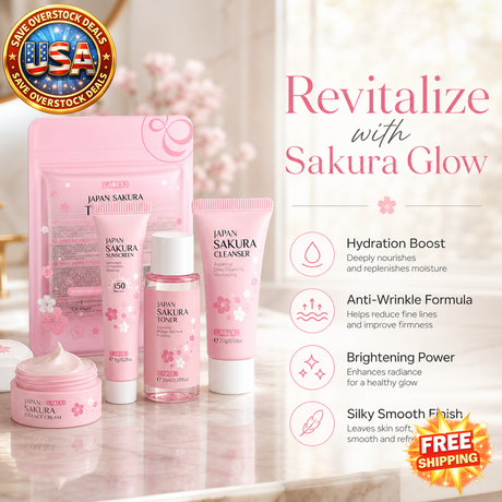LAIKOU Sakura Skin Care Set - Cleanser, Cream, Serum, Toner