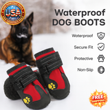 Waterproof Dog Boots Warm Snow 4pcs Set Reflective Anti-Slip for Medium Large Dogs