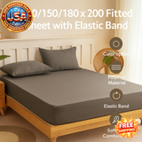 Fitted Bed Sheet with Elastic Band - Solid Color Mattress Cover