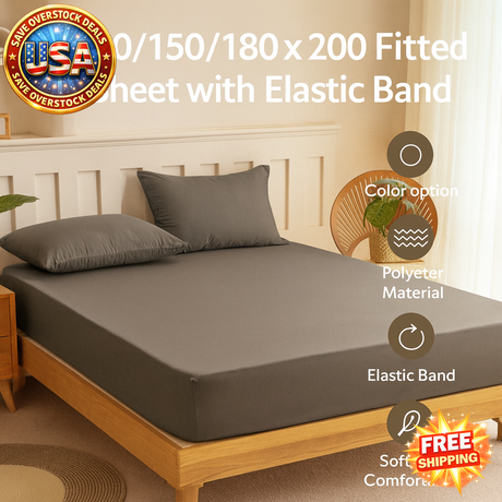 Fitted Bed Sheet with Elastic Band - Solid Color Mattress Cover